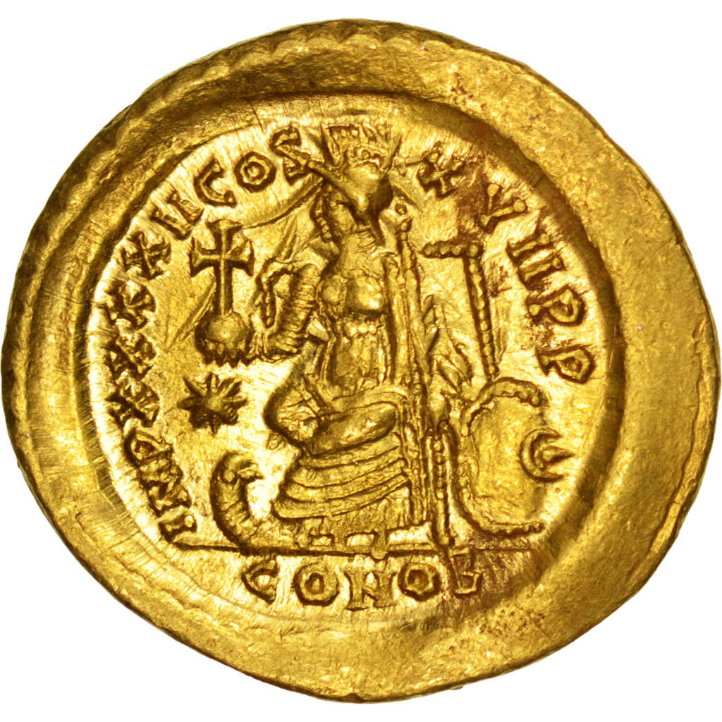 Coin, Theodosius II, Solidus, Constantinople, graded, NGC, AU, 3923421-008