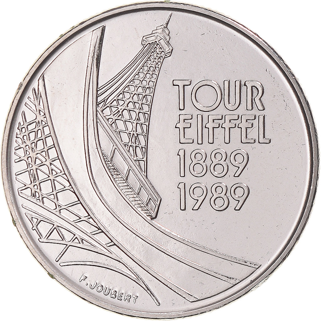 Coin, France, Tour Eiffel, 5 Francs, 1989, Paris, série FDC, MS(65-70), Nickel