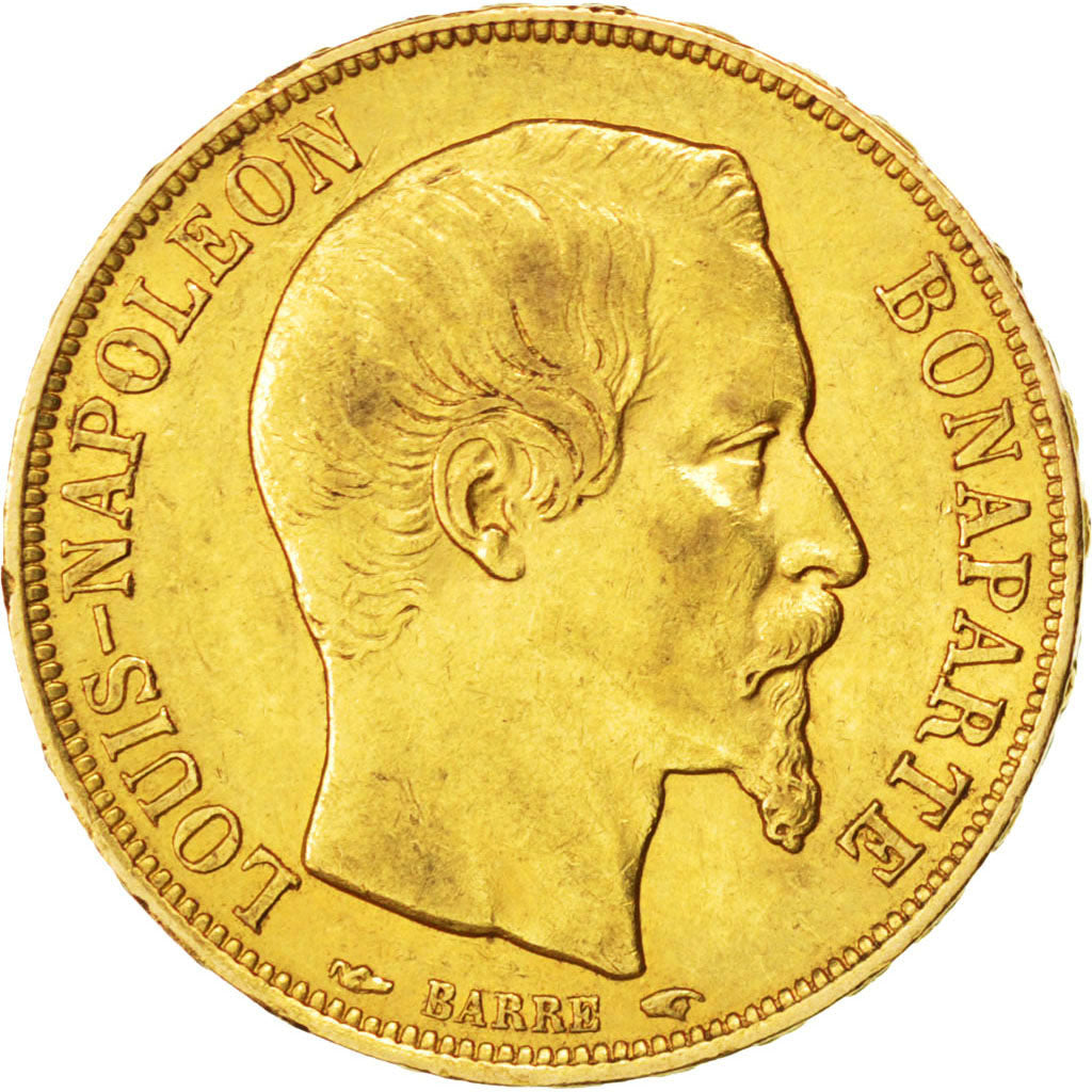 FRANCE, Napoléon III, 20 Francs, 1852, Paris, KM #774, AU(50-53), Gold, Gadoury