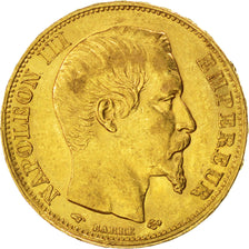 FRANCE, Napoléon III, 20 Francs, 1858, Paris, KM #781.1, AU(50-53), Gold, Gadour