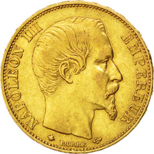 FRANCE, Napoléon III, 20 Francs, 1860, Strasbourg, KM #781.2, EF(40-45), Gold, G