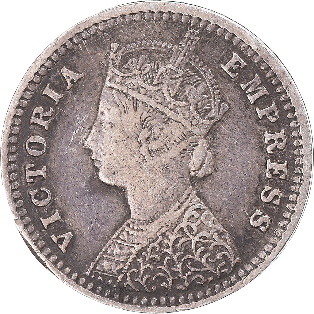 Moneta, INDIA - BRITANNICA, Victoria, 2 Annas, Brockage, BB+, Argento, KM:488