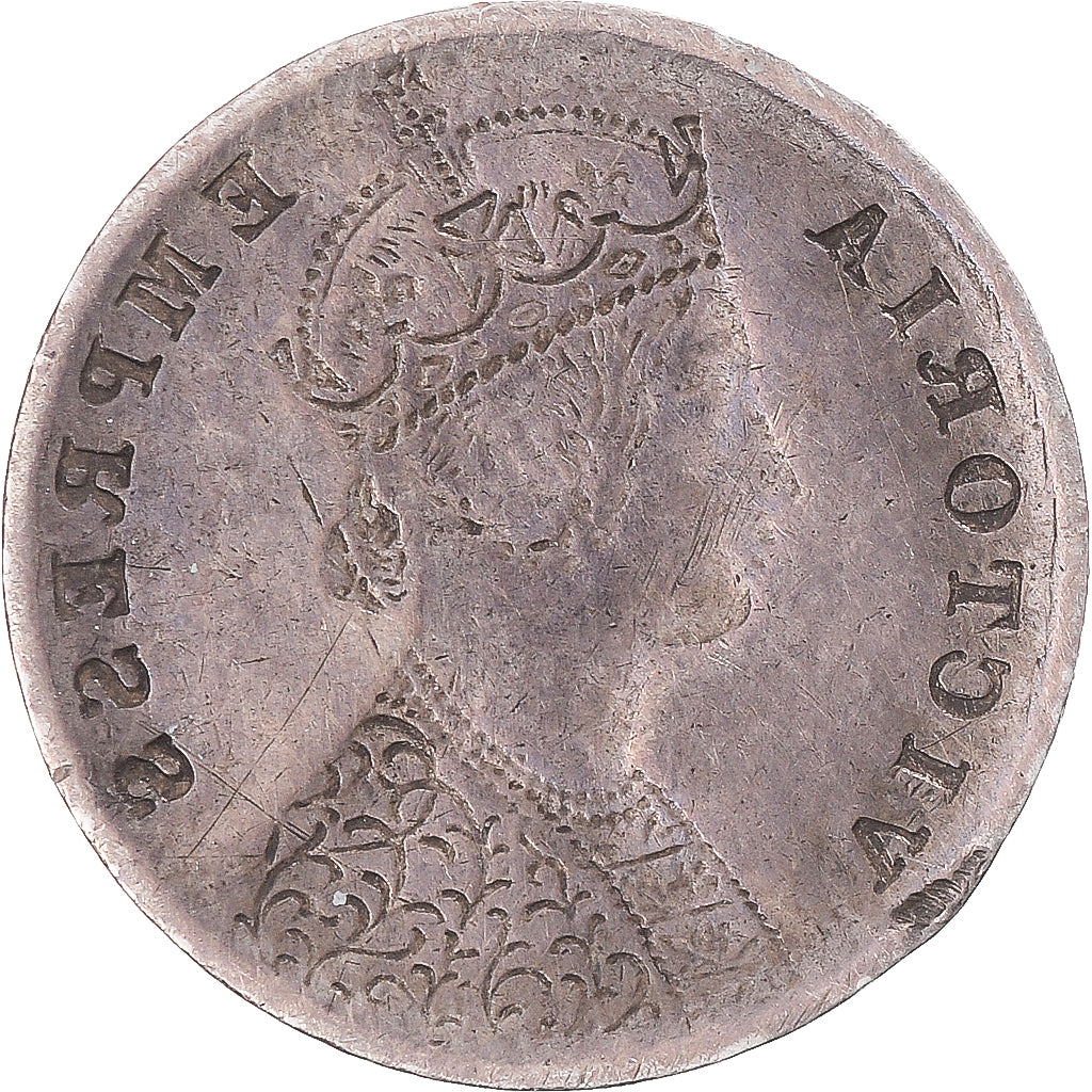 Moneta, INDIA - BRITANNICA, Victoria, 2 Annas, Brockage, BB+, Argento, KM:488