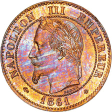FRANCE, Napoléon III, 2 Centimes, 1861, Paris, KM #796.1, MS(63), Bronze, Gadour