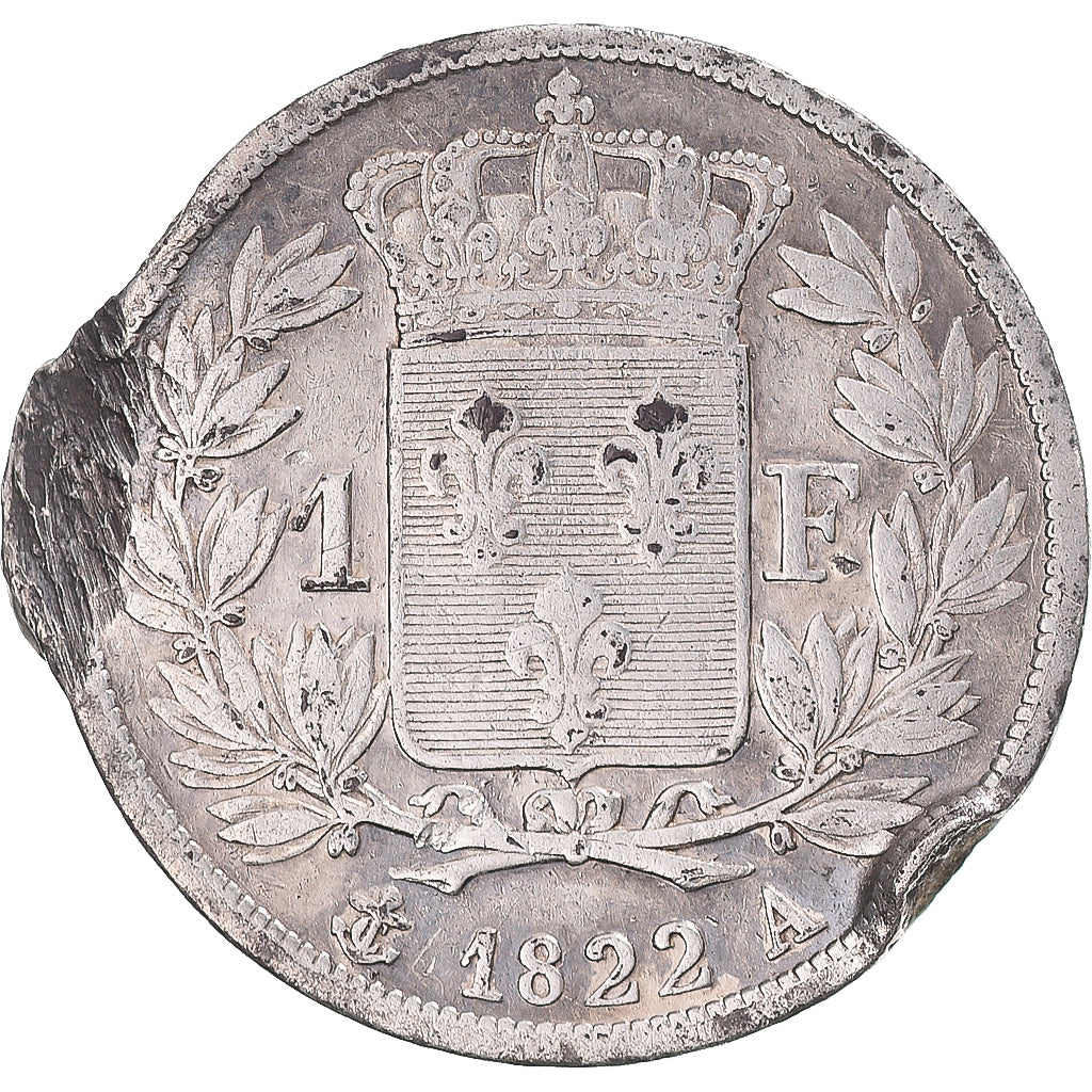 Munten, Frankrijk, Louis XVIII, Franc, 1822, Paris, FR+, Zilver, KM:709.1