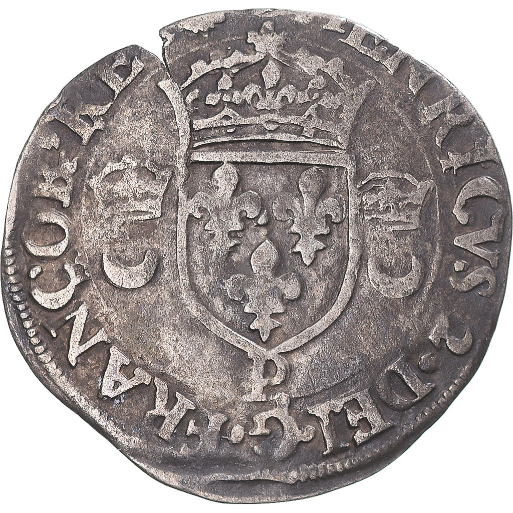 Monnaie, France, Henri II, Douzain aux croissants, 1550, Dijon, TTB, Billon