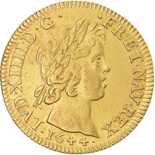 Moneda, Francia, Louis XIV, louis d'or à la mèche courte, 1644, Paris, MBC+