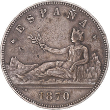 Coin, Spain, Provisional Government, 5 Pesetas, 1870, Madrid, EF(40-45), Silver