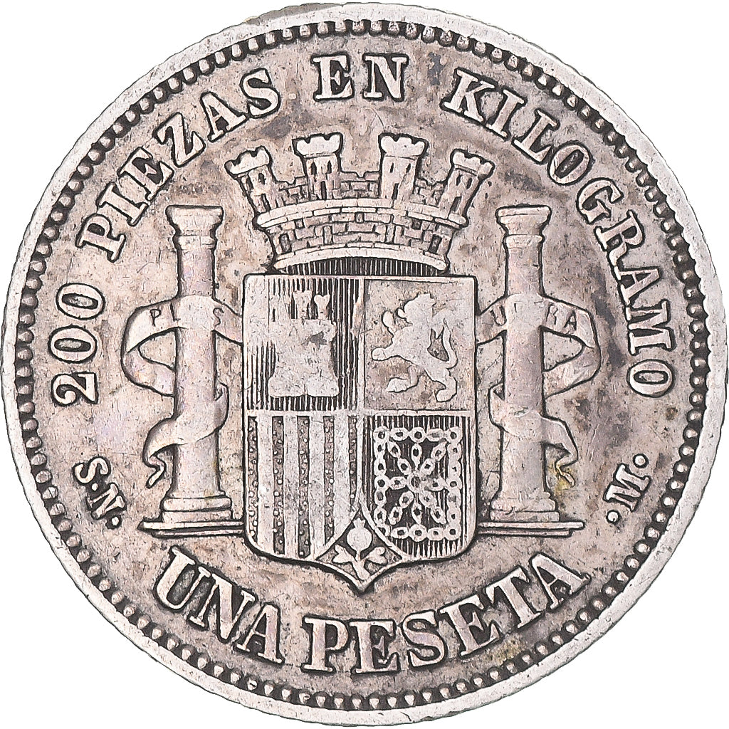 Coin, Spain, Provisional Government, Peseta, 1869, Madrid, VF(30-35), Silver