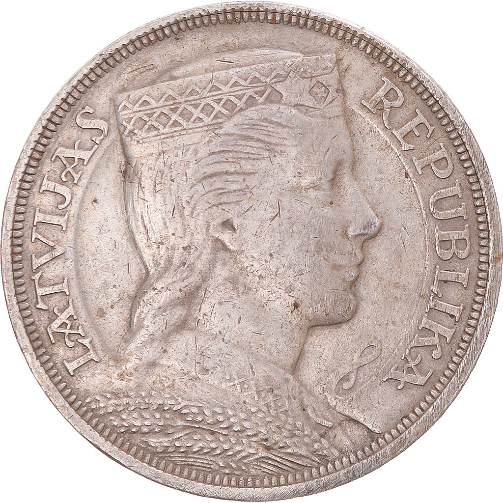 Coin, Latvia, 5 Lati, 1929, Tower mint, EF(40-45), Silver, KM:9