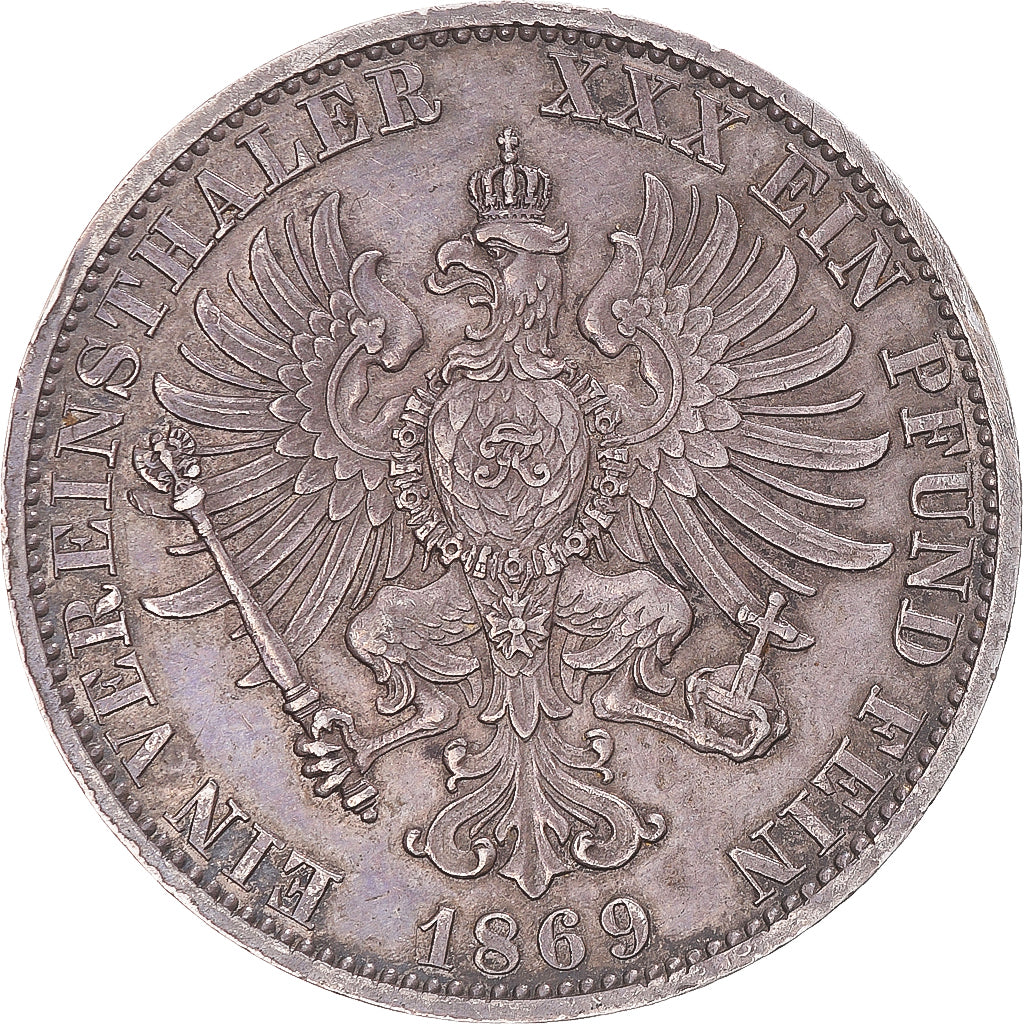 Münze, Deutsch Staaten, PRUSSIA, Wilhelm I, Thaler, 1869, Berlin, SS+, Silber