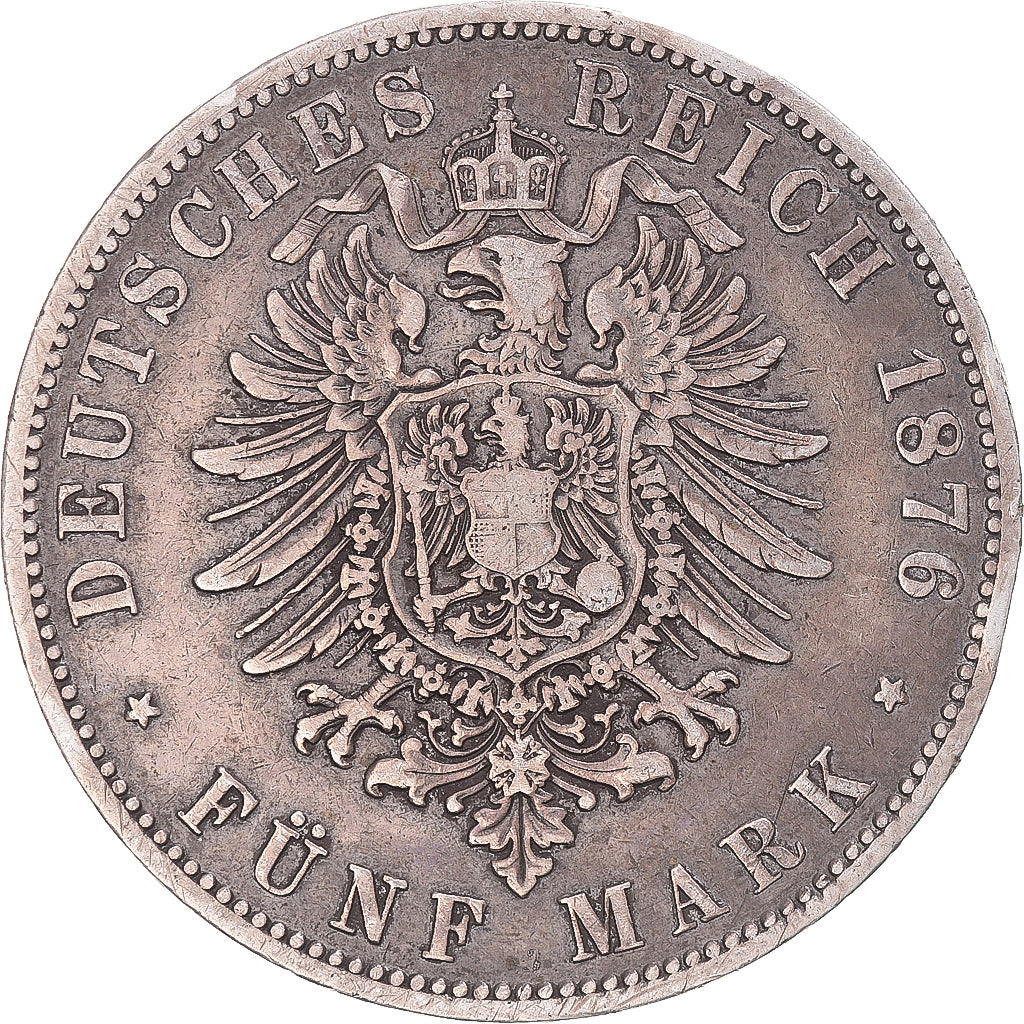 Coin, German States, PRUSSIA, Wilhelm I, 5 Mark, 1876, Berlin, VF(30-35)
