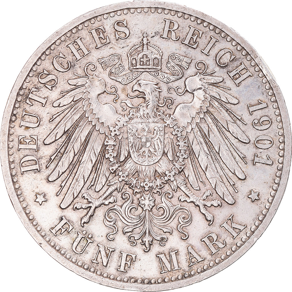 Coin, German States, PRUSSIA, Wilhelm II, 5 Mark, 1901, Berlin, EF(40-45)