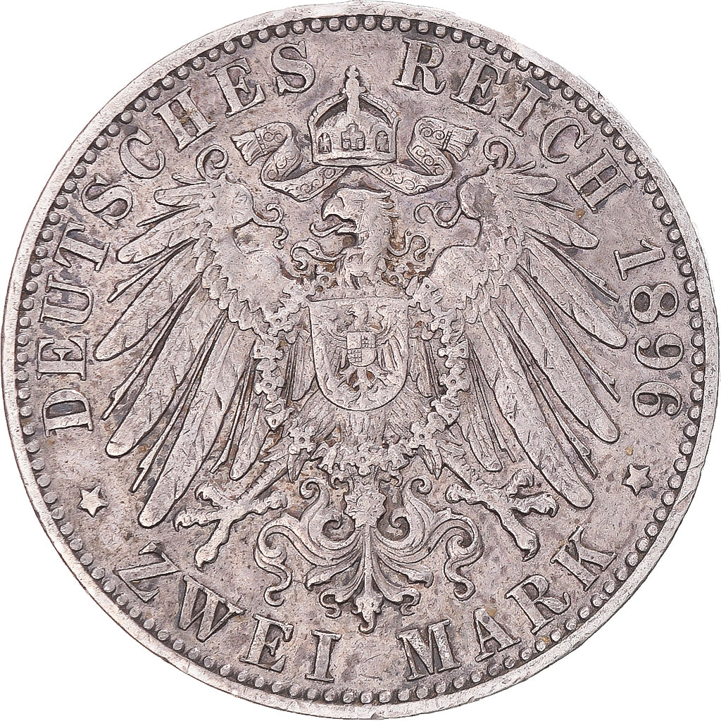 Moneta, Stati tedeschi, PRUSSIA, Wilhelm II, 2 Mark, 1896, Berlin, MB+, Argento