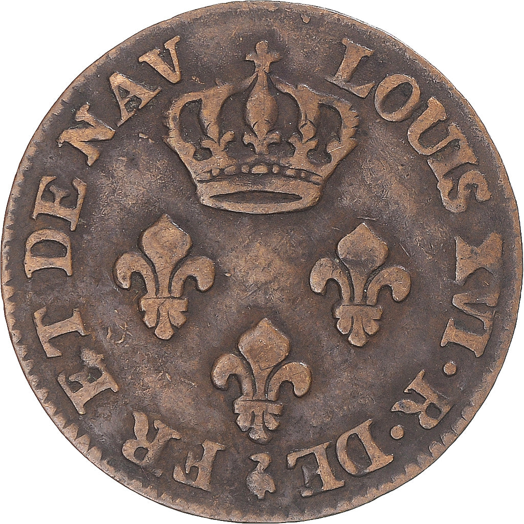Moneta, Guinea francese, Louis XVI, 2 Sous, 1789, Paris, MB+, Biglione, KM:1