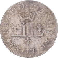 Coin, France, Louis XIV, XXX Deniers aux 2 L couronnés, 1711, Lyon, VF(30-35)