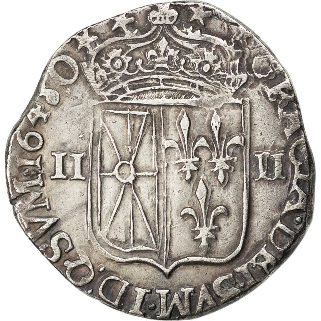 Louis XIV, 1/4 Écu de Navarre, 1648, Saint-Palais, Gadoury 152