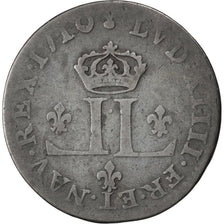FRANCE, XXX Deniers aux 2 L couronnés, 30 Deniers, 1710, Metz, KM #378.1, V...