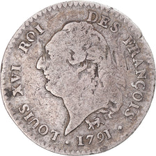 Moneda, Francia, Louis XVI, 15 sols françois, 1791 / AN 3, Paris, BC+, Plata