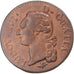 Moneda, Francia, Louis XVI, Sol, 1791, Lyon, MBC, Cobre, Gadoury:350