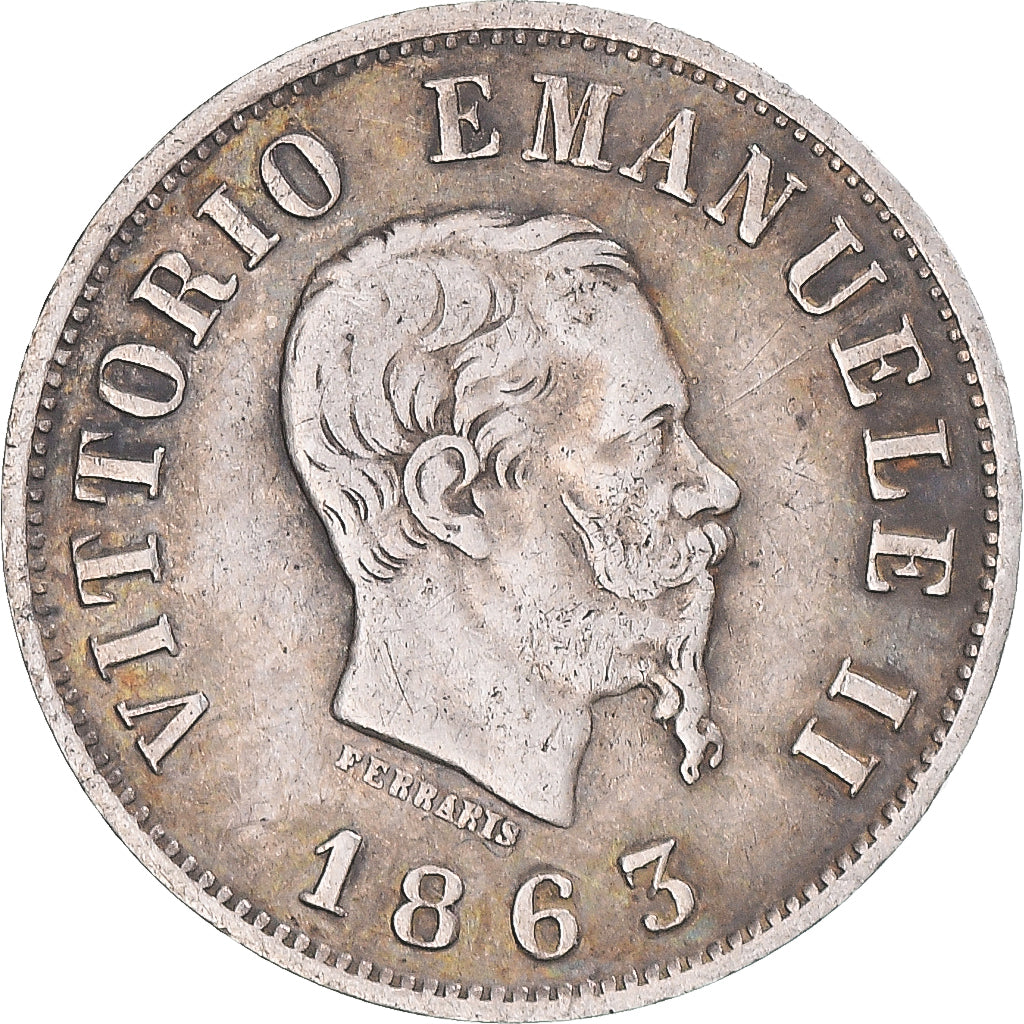 Coin, Italy, Vittorio Emanuele II, 50 Centesimi, 1867, Milan, EF(40-45), Silver