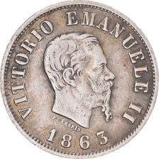 Coin, Italy, Vittorio Emanuele II, 50 Centesimi, 1867, Milan, EF(40-45), Silver