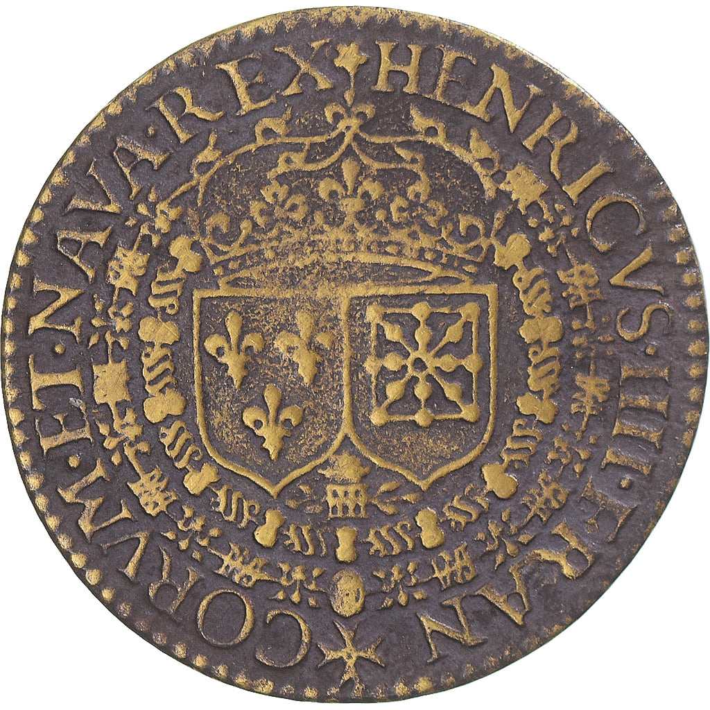France, Token, Henri IV, 1608, VF(20-25), Brass, Feuardent:11921