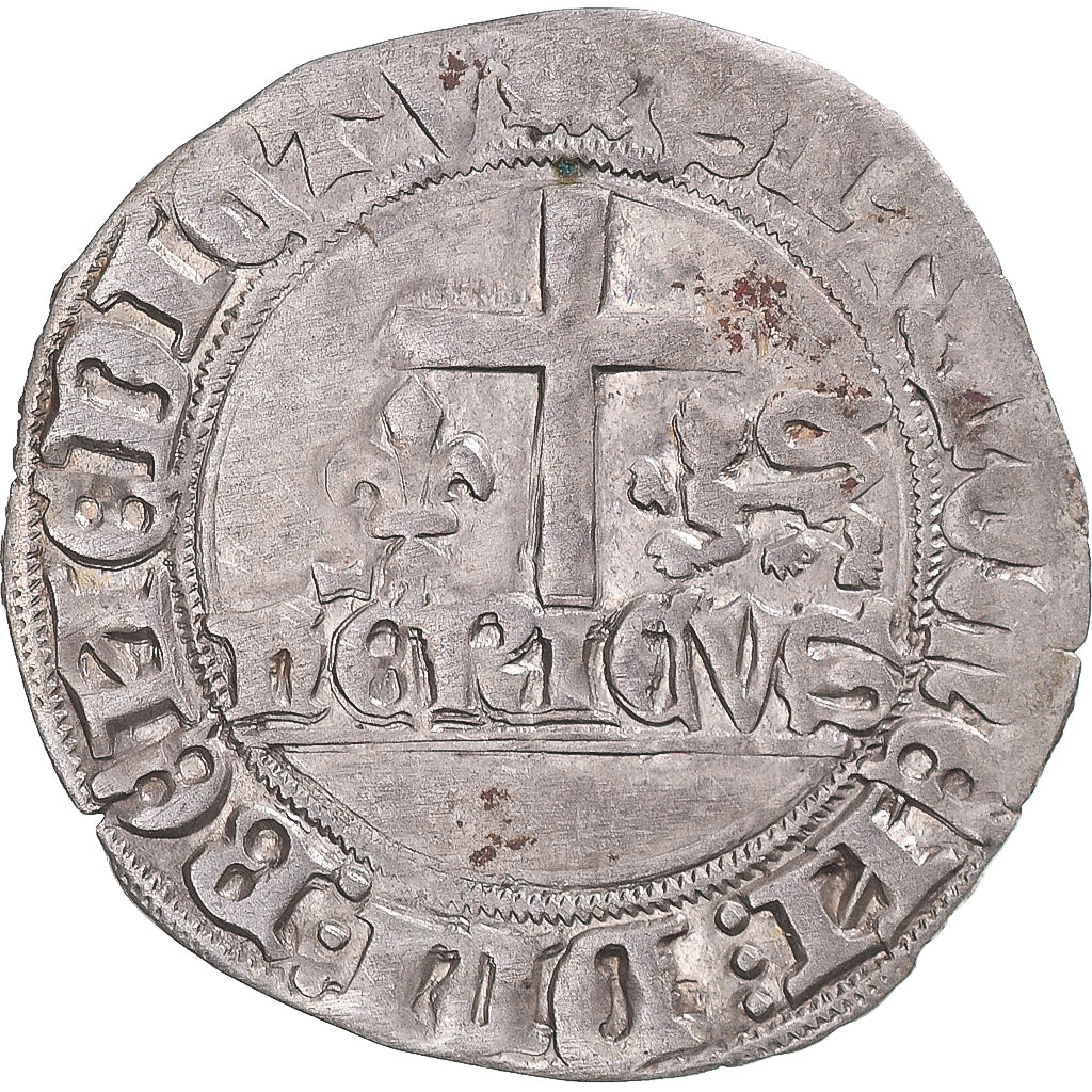 Monnaie, France, Henry VI, Grand blanc aux écus, 1422-1449, Rouen, TTB, Billon