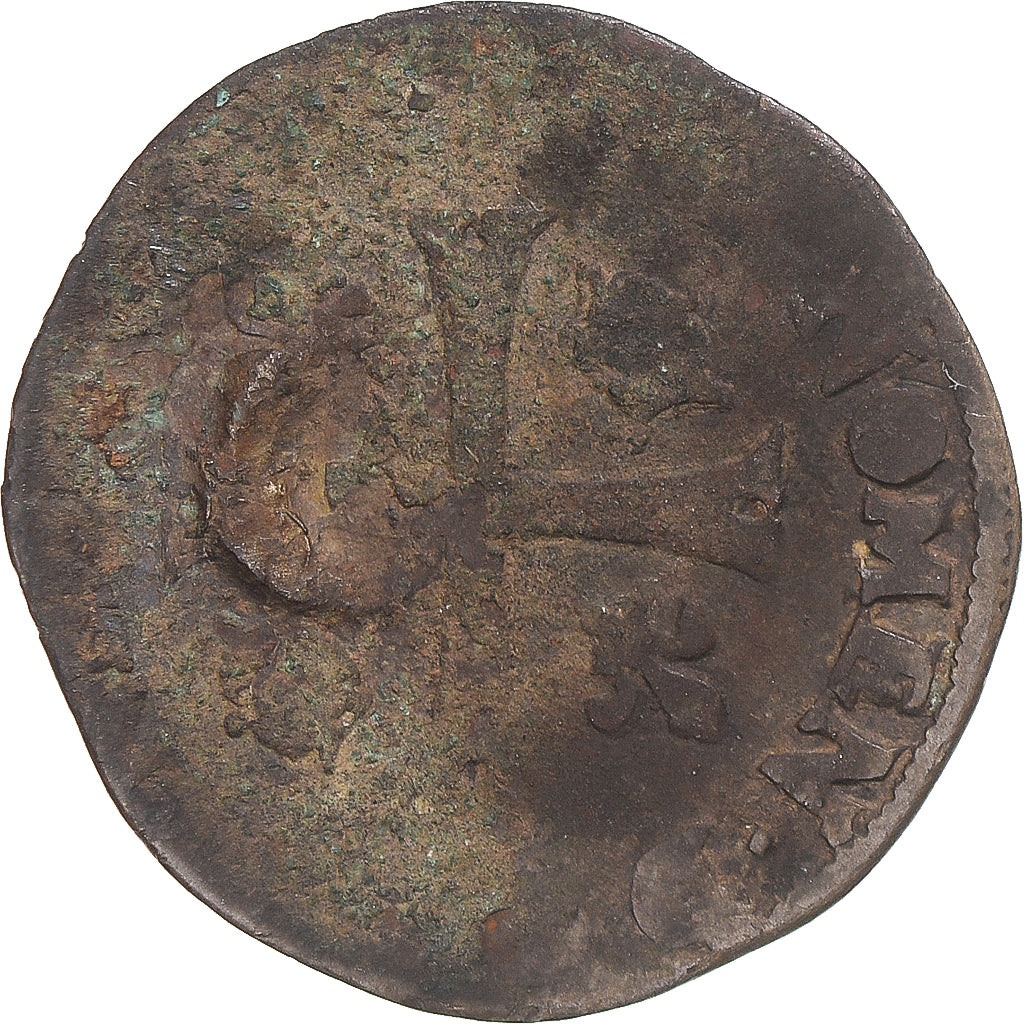 Münze, Frankreich, Louis XIII, Quinzain (Douzain contremarqué), Rouen, SGE+