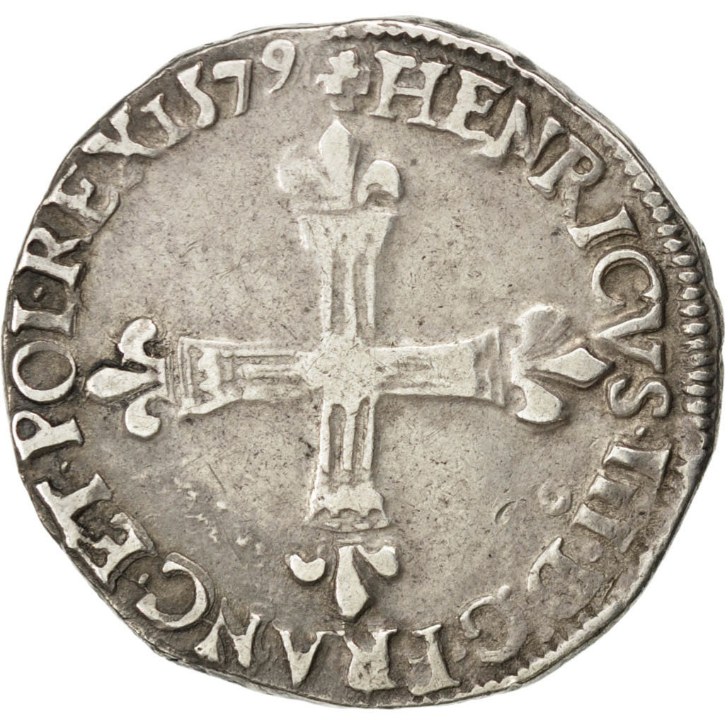 FRANCE, 1/4 Ecu, 1579, Rennes, EF(40-45), Silver, Sombart #4662, 9.56