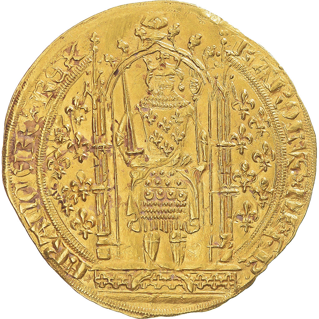 Münze, Frankreich, Charles V, Franc à pied, 1364-1380, VZ, Gold, Duplessy:360