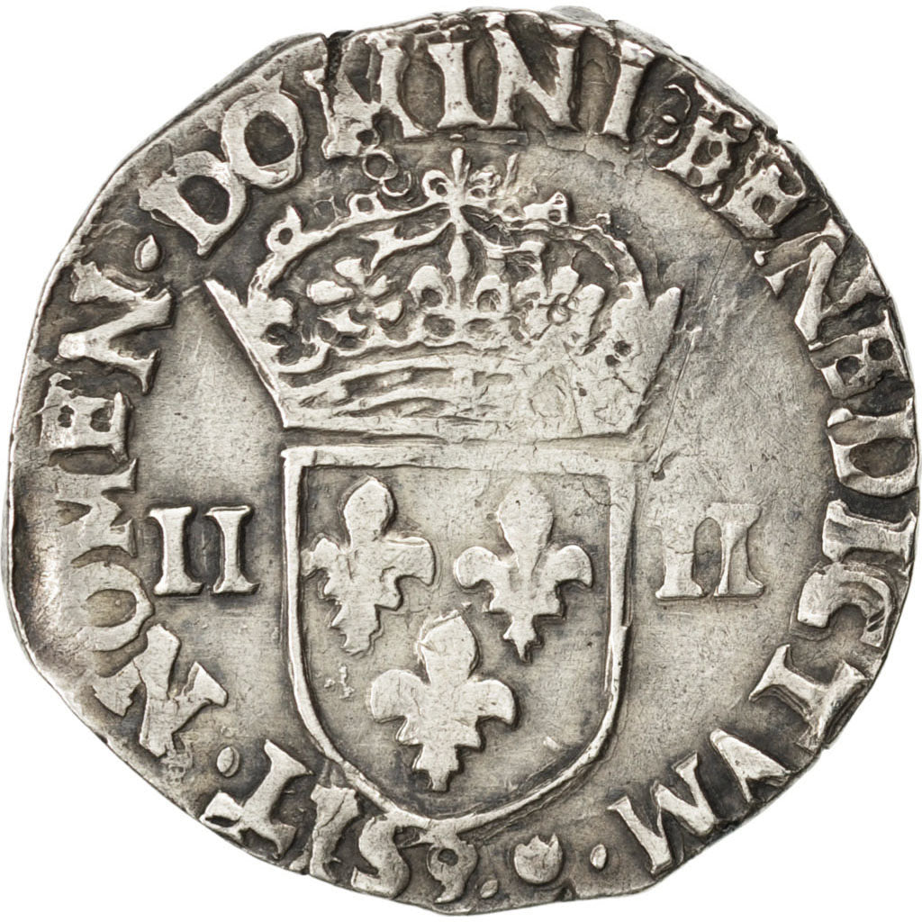 FRANCE, 1/4 Ecu, 1587, Rennes, EF(40-45), Silver, Sombart #4662, 9.73