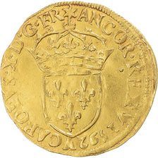 Coin, France, Charles X, Écu d'or au soleil, 1592, Paris, EF(40-45), Gold