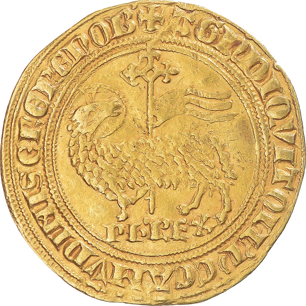 Moneta, Francja, Philip IV, Agnel d'or, AU(50-53), Złoto, Duplessy:212