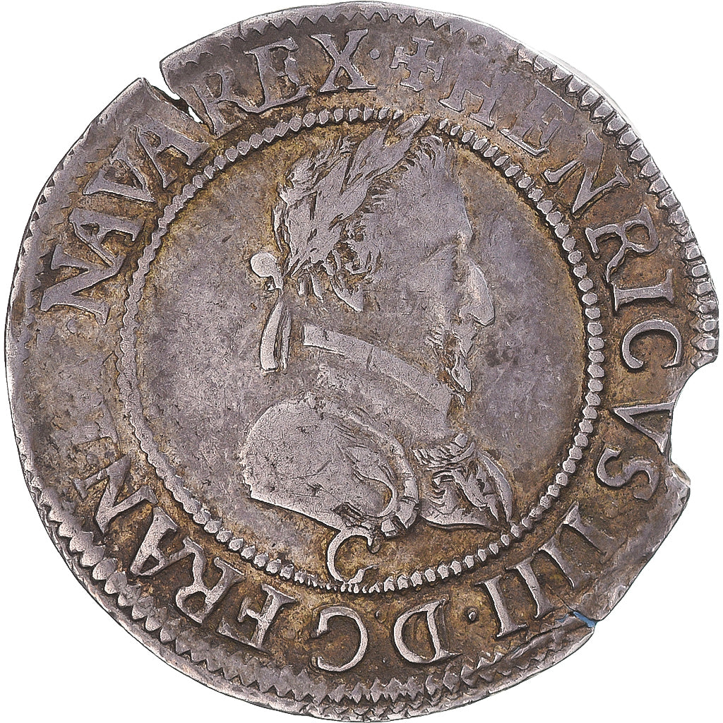 Monnaie, France, Henri IV, 1/2 Franc au col plat, 1594, Saint-Lô, TB+, Argent