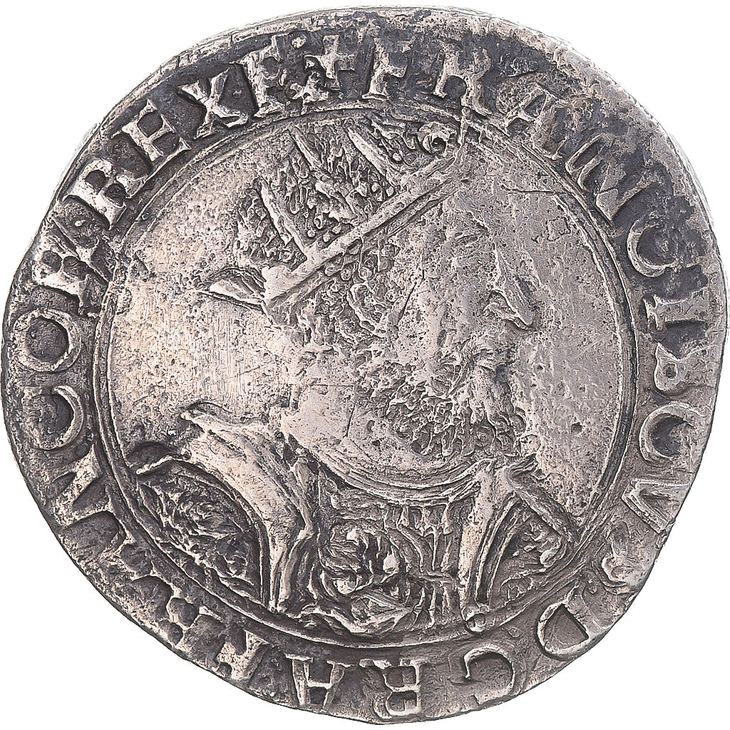 Moneta, Francja, François Ier, Teston, Lyon, Piąty rodzaj, EF(40-45), Srebro