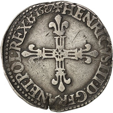 FRANCE, 1/4 Ecu, 1587, Rouen, EF(40-45), Silver, Sombart #4662, 9.50