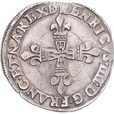 Moeda, França, Henri IV, 1/4 Ecu de Béarn, 1599, Morlaas, AU(50-53), Prata