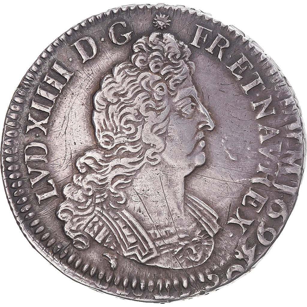 Coin, France, Louis XIV, Ecu, 1702, Lyon, réformé, AU(50-53), Silver