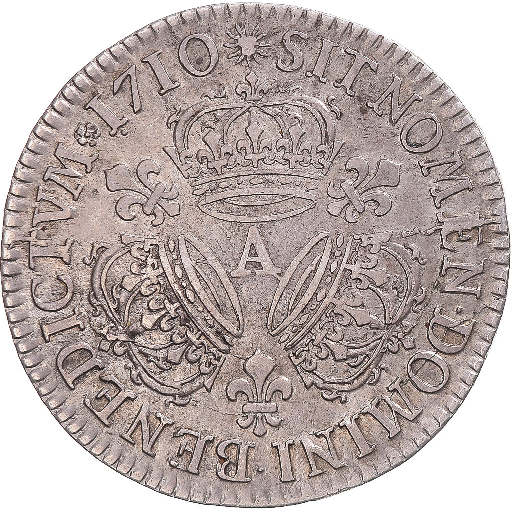 Monnaie, France, Louis XIV, 1/2 Ecu aux trois couronnes, 1710, Paris, TTB+