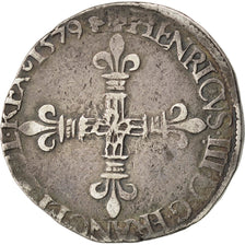 FRANCE, 1/4 Ecu, 1589, La Rochelle, VF(30-35), Silver, Sombart #4662, 9.42