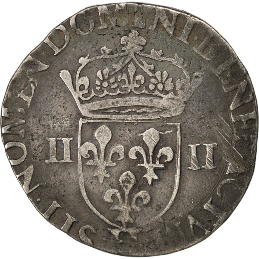 FRANCE, 1/4 Ecu, 1589, La Rochelle, VF(30-35), Silver, Sombart #4662, 9.42