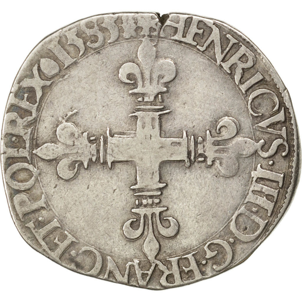 FRANCE, 1/4 Ecu, 1585, La Rochelle, VF(30-35), Silver, Sombart #4662, 9.41