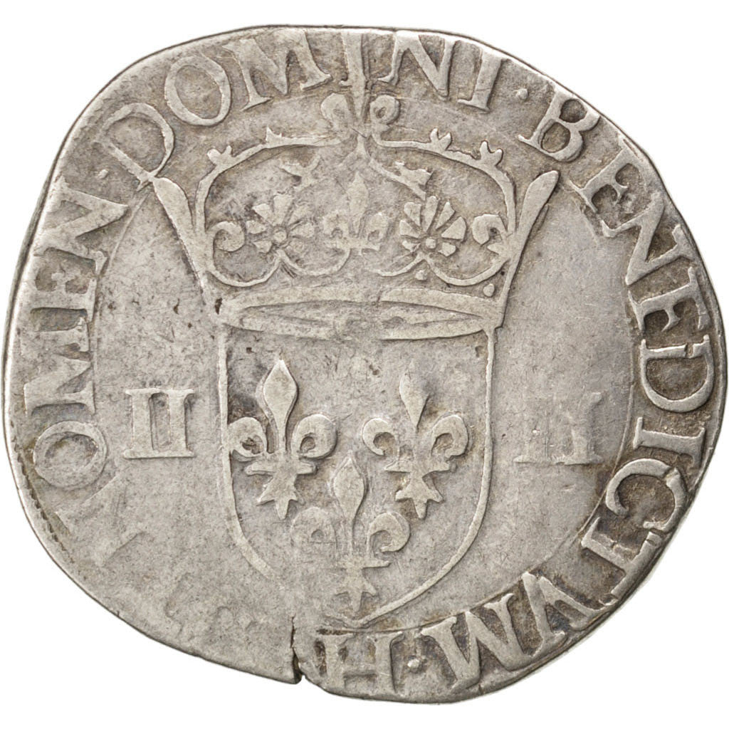 FRANCE, 1/4 Ecu, 1585, La Rochelle, VF(30-35), Silver, Sombart #4662, 9.41