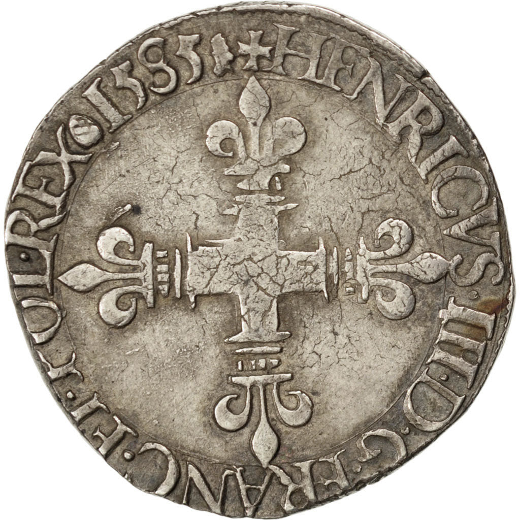 FRANCE, 1/4 Ecu, 1585, La Rochelle, EF(40-45), Silver, Sombart #4662, 9.62