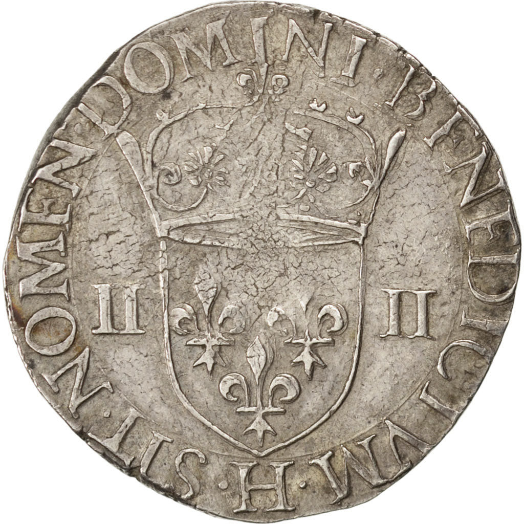 FRANCE, 1/4 Ecu, 1585, La Rochelle, EF(40-45), Silver, Sombart #4662, 9.62