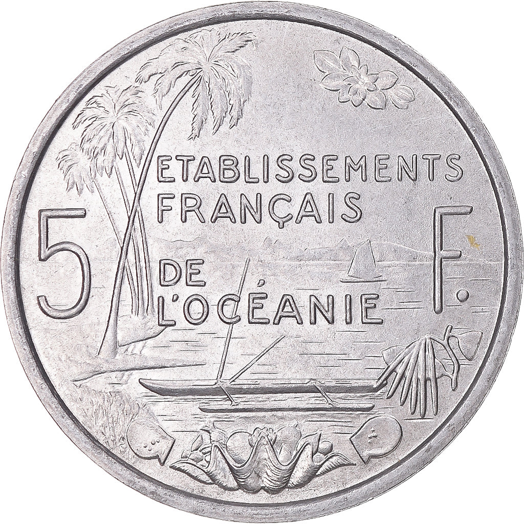 Münze, FRENCH OCEANIA, 5 Francs, 1952, Paris, UNZ, Aluminium, KM:4
