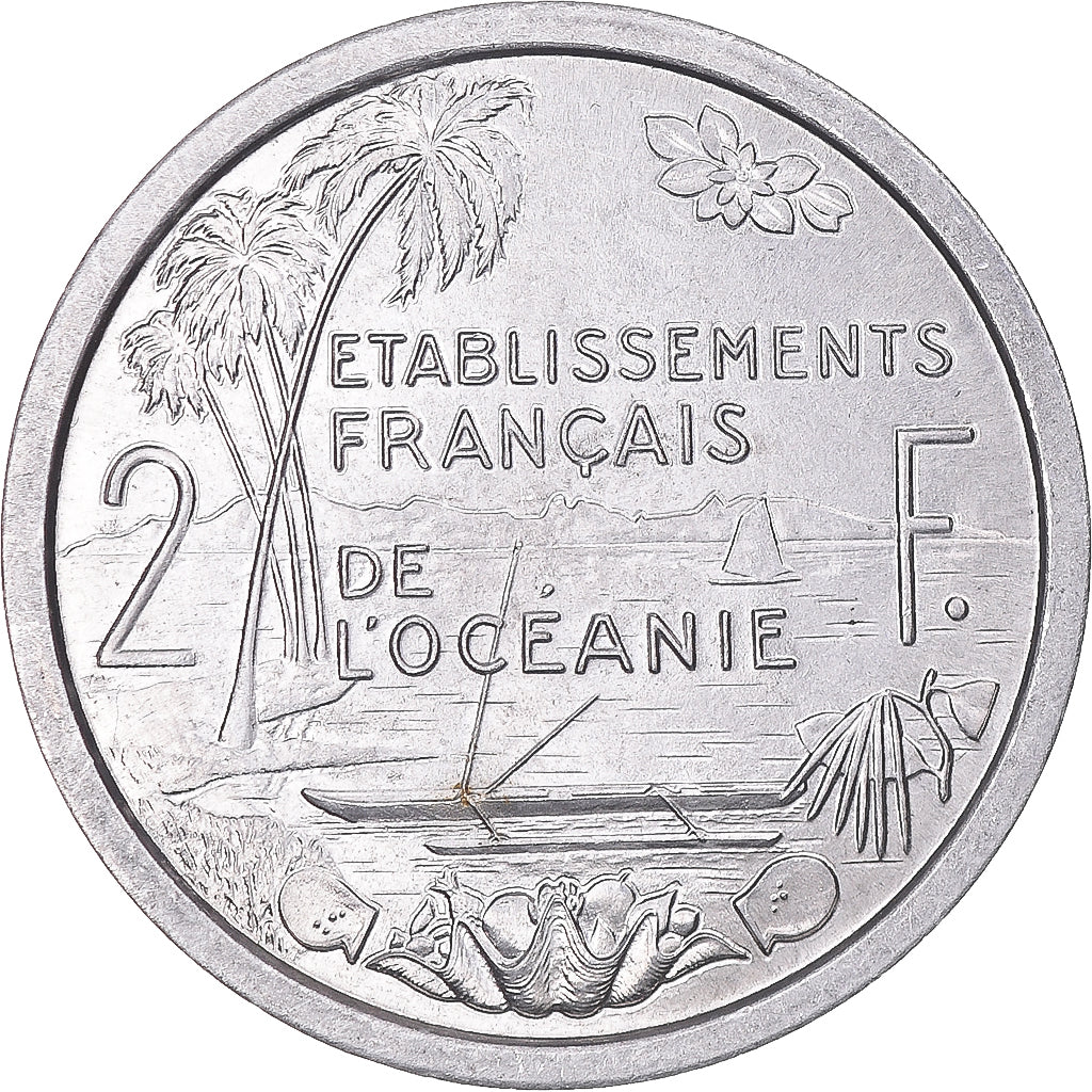 Moneta, OCEANIA FRANCESE, 2 Francs, 1949, Paris, SPL+, Alluminio, KM:3