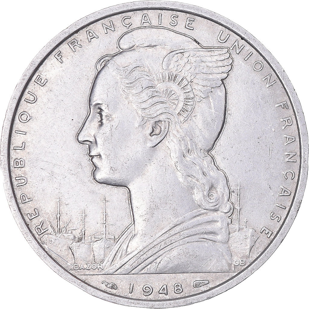 Moneta, Costa francese dei somali, 5 Francs, 1948, Paris, BB+, Alluminio, KM:6