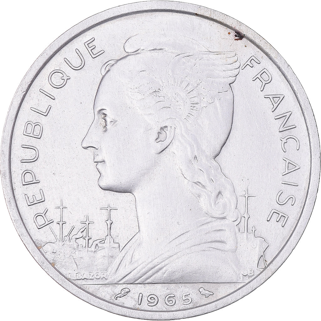 Moneta, Somali Francuskie, 5 Francs, 1965, Paris, AU(55-58), Aluminium, KM:10